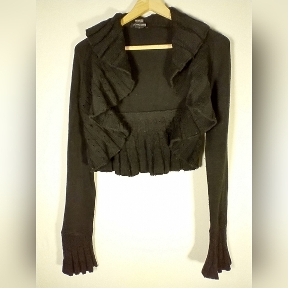 90's Y2K Luciano Dante Vintage Retro Bell Sleeve Cardigan Black Fairy Grunge M - Picture 2 of 10